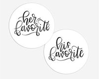 His Favorite & Her Favorite Wedding Stickers, Choose Your Colors, Wedding Favor Stickers (#488-1-BK-WH)