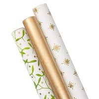 Caspari Ivory & Gold Wrapping Paper Trio - Three 30" x 8' Gift Wrap Rolls