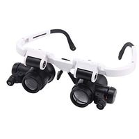 Headband Magnifying Glass, LED Lamp Medical Binocular Glasses Magnifying Glass Repair Detection Old Man Reading Mirror White