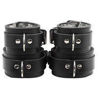 Astoria Wrist Ankle Cuffs Fur Combo Handcrafted Latigo Leather (Jet Black)
