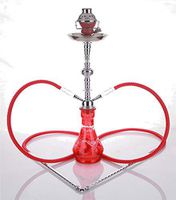 2 hose 23" Olive Red Hookah Shisha Nargila water glass vase pipes smoke sale