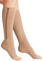 ASRocky Graduated Compression Zipper Socks Open Toe Anti-Fatigue Antimicrobial Mens Womens Foot Ankle Heel Support Sport Medical Zip Stockings Reduce Swelling Pain Relief (1Pr, BeigeZipSox, XXL)