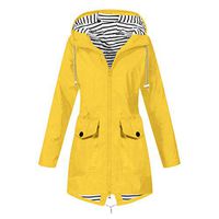 Women's Hooded Overcoat,Ladies Loose Button Zipper Plus Size Outdoor Waterproof Outwear