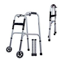 Quick Folding Walker with Wheels-5lbs/2.3kg Portable Medical Walking Frame with Non-Slip Grip Height Adjustable,Heavy Duty Mobility Aid Walking Frame for Adult/Seniors