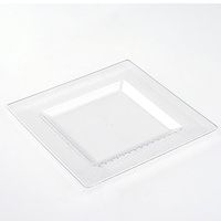 BalsaCircle 30 pcs 8-Inch Clear with Honeycomb Plastic Square Plates - Disposable Wedding Party Catering Tableware