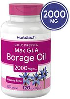 Borage Oil Capsules 2000 mg | 120 Softgels | 380mg of GLA | Cold Pressed Seed Oil Supplement | by Horbaach