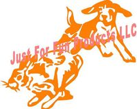 Just For Fun 6.5 x 5.5 Beagle Chase Rabbit Dog Hunting Vinyl Die Cut Decal Bumper Sticker, Windows, Cars, Trucks, laptops, etc