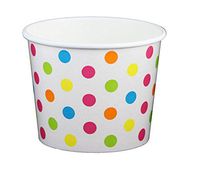 Black Cat Avenue Paper Ice Cream Cups, Polka Dot, Rainbow, 12 Ounce, 50 Count