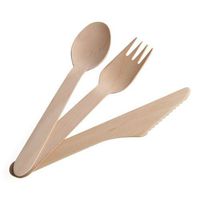 Perfect Stix Combo Kit 300 Wooden Cutlery Set, Spoons, Knifes 6" Length (Pack of 300)