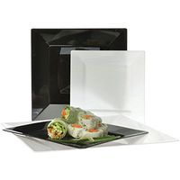 Disposable Dinner Plate Square Black Plastic - 10-3/4"Sq 120 Per Case