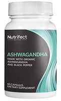 Nutrifect Nutrition 1300mg Organic Ashwagandha Root Supplement with Black Pepper to Boost Nutrient Absorption, High Dose for Less Stress, 60 Vegetarian Capsules