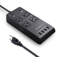VOTRON 4 Outlet Surge Protector Power Strip with 4 Port Smart USB Charging Station 2500W Universal 100-250V for iPhone iPad Cellphone Samsung Tablet and More(Black,6ft)