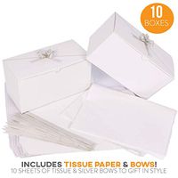 White Gift Boxes 10pack 9 x 4.5 x 4.5 inch Gift Boxes with Lids, Bows and Tissue Paper - Bridesmaid Box Perfect to Wrap Presents, Baby Clothes, Cupcakes, Cookies and Other Gifts.