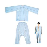Patient Care Clothes Suit, Incontinence Nursing Suit with Zipper Design, Home Hospital Care Open Sleepwear for Elderly Bedridden Disability, Blue,1set,M