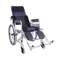 MEI Walker Folding Full-Lying Wheelchair, Lightweight Elderly Front and Rear Four-Brake Commode Chair