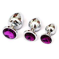 WENWING 3 Pcs Metal Crystal Round Shaped Base Amal Plug for Couples Shower Enema Six Toys