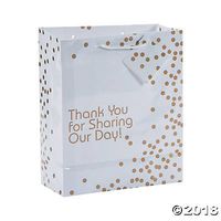 12 Gift Boutique Medium Wedding Gift Bags; Metallic Gold Dots Wedding Gift Bags