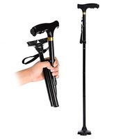 Salmue Adjustable Folding Cane with LED Light, Folding Cane with T Handle for Old Man and Women