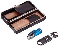 Fess Products Portable Travel 3 Cigar Folding Case Humidor with Cutter Gift Box