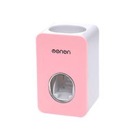 Automatic Toothpaste Squeezer, Toothbrush Holder, Multifunctional Wall-Mounted Space-Saving Toothbrush & Toothpaste Squeezer Kit (Pink)