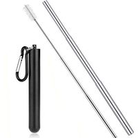 Reusable Collapsible Straws Stainless Steel Metal Straws for 12oz/20oz/30oz Cups Portable Telescopic Drinking Straws+ 1 Cleaning Brush, BPA-Free FDA Approved (BLACK)