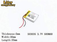 3.7V 500mAh 503035 Lithium Polymer Ion Rechargeable Battery Lithium Polymer Li-Po Battery for MP4 GPS MP3 Bluetooth Stereo DIY Gift