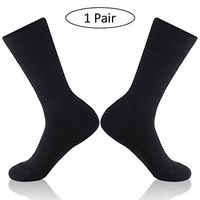 Forcool Men's Crew Diabetic Socks, Women's Merino Wool Non Binding Loose Top Extra Wide Diabetes Socks Edema Socks Dress Socks Mid Calf with Cushioned Sole Seamless Toe, 1 Pair Black X Large