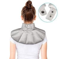 Microwavable Heating Pad for Neck and Shoulder, Lavender Heating Pad Neck with Button, Herbal Aromatherapy Heated Neck Wrap for Muscle Soreness Ease, Stiffness Tension Relief