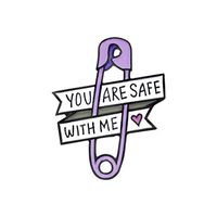 YouCY"you Are Safe With Me" Brooch Heart U-shape Paper Clip Brooch Pin Purple Cartoon Lettering Enamel Badge Jewelry Gift For Friends Kids Family