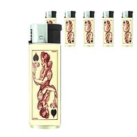Perfection In Style Butane Refillable Electronic Lighter Set of 5 Pieces Vintage Playing Cards Design 006