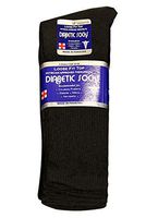 Diabetic Socks Crew Socks 3, 6,9 or 12-Pack Physicians Approved Crew Diabetic Socks Cotton by Sole Trendz (3 Pairs of Black, 9 to 11 Unisex)