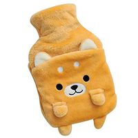 Hot Water Bottle, Flannel Toy Warm Handbags, Multifunctional Cute Cartoon Shiba Inu Couples Hand Warmer for Baby Kids Adults Winter, Double Insert Hand Water Heating Handbag Removable and Washable