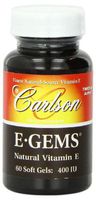 Carlson Labs E-Gems Natural Vitamin E, 400 IU, 60 Softgels