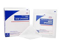 Non-Woven Sponges 2" x 2". Case of 50 sterile dressings for Wounds. Non-linting. 4-ply Rayon/Poly Blend. Single use. Latex-Free. Individually Packaged.