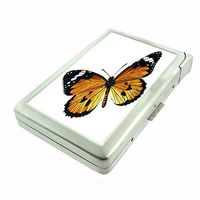 Perfection In Style Metal Cigarette Case with Built in Lighter Vintage Butterfly Design 011