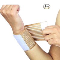 Wonzone Adjustable Wrist Bandage Support Brace Wrap Mens Sports Wristbands Elastic Stretchy Band Gym Training Straps Safety Guard Protector (Beige)