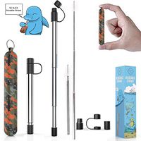 Reusable Straws I Stainless Steel Straws with Silicone Tips I Collapsible Straw Keychain Case and Straw Cleaning Brush I Portable Drinking Foldable Travel Straws with Case