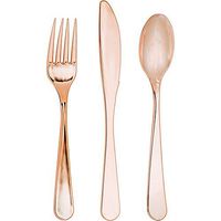 Club Pack of 288 Shiny Metallic Rose Gold Party Plastic Cutlery Assortment 8.27"