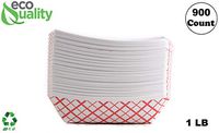 900ct Heavy Duty Disposable Paper Food Tray (1 LB) - Red Check Food Tray, USA MADE, Recyclable, Biodegradable, Compostable, Great for Picnics, Carnivals, Party, Camping, BBQ, Restaurants, Fries
