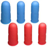 BEADNOVA Finger Cot Silicon Finger Gloves Finger Protector for Electronic Repair Painting Jewelry Cleaning Crafting Industrial Apply (Pack of 6-3 Size, Blue & Red Color)