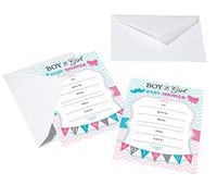 Lillian Rose 8-Piece Baby Gender Reveal Invitations, Pink/Blue/White, 5" x 7"