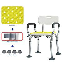 YSYD Bath Shower Seat Adjustable Height spa Shower Chair with Back and Arms Bath Bench Stool with Non-Slip Feet White Shower Stool Lightweight Bathtub Chair for Elderly Senior Handicap Disabled