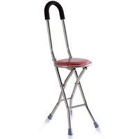 RES&DZ Folding Travel Cane Walking Stick Seat Camp Stool Chair Hiking Stick Cane