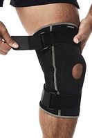 Exrebon Knee Brace for Women & Men - Breathable Hinged Knee Support with Adjustable Open Patella Spring Stabilizer - Neoprene Knee Support for Arthritis, Joint Pain, Injury Recovery with Strap M