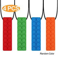 DEXING Chew Toys for Autistic Children, 4 Pieces Sensory Chew Necklace with Food Grade Silicone Perfect Teething Toys Improve Focus for Baby Anxiety Autism ADHD SPD and Oral Stimulation