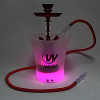 Yameisi Hookah New Style Hookah with LED Bucket Acrylic and Alumnium Shisha Hookah with High Quality Single Stretchable Hose (Random Color with LED Bucket)