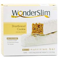 WonderSlim Meal Replacement Protein Bar - Low Carb Nutrition Bar for Women & Men - Shortbread Cookie - High Fiber, KETO Friendly, Weight Loss Diet Snack Bar (7ct)