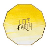Fire and Creme Let's Party Foiled Paper Plates Gold and Yellow Ombre 7 x 7" - Pack of 8 (Small)