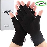 2 Pairs Compression Arthritis Gloves, Fingerless Gloves for Women Rheumatoid & Osteoarthritis - Joint Pain and Carpel Tunnel Relief Hand Gloves for Men (Black, Medium-2 Pairs)