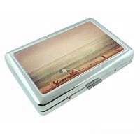 Perfection In Style Metal Silver Cigarette Case Vintage Beach Design 002